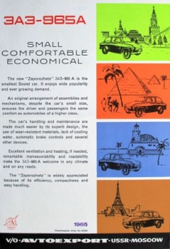 ZAZ 965A Saporoshet Modelprogram 1965 Carbrochure (9704)